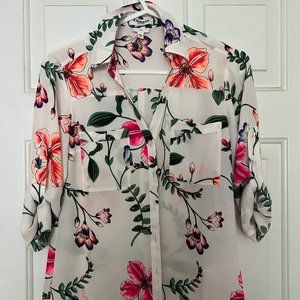 Express Portofino Slim - Floral Print Shirt - Size XS